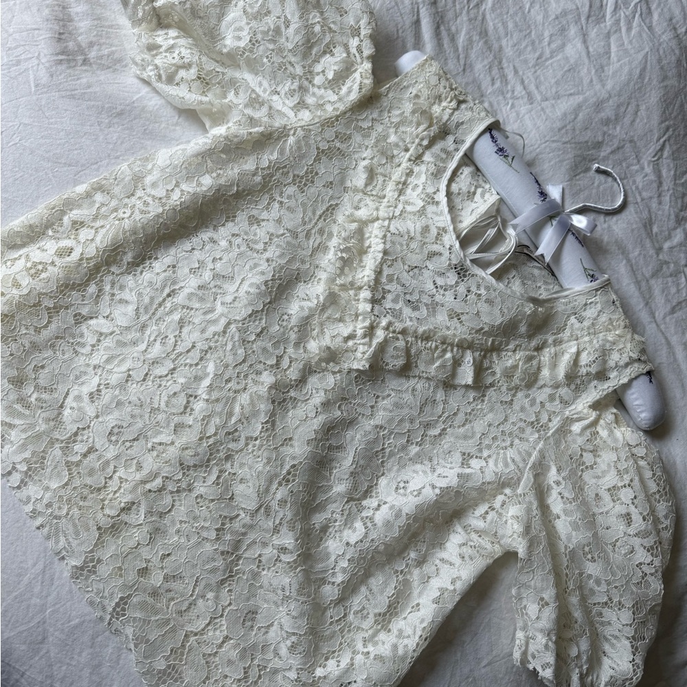 Cottagecore Zara Lace Blouse in Cream
